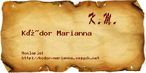Kódor Marianna névjegykártya